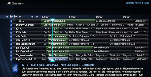 MediaPortal EPG-Daten